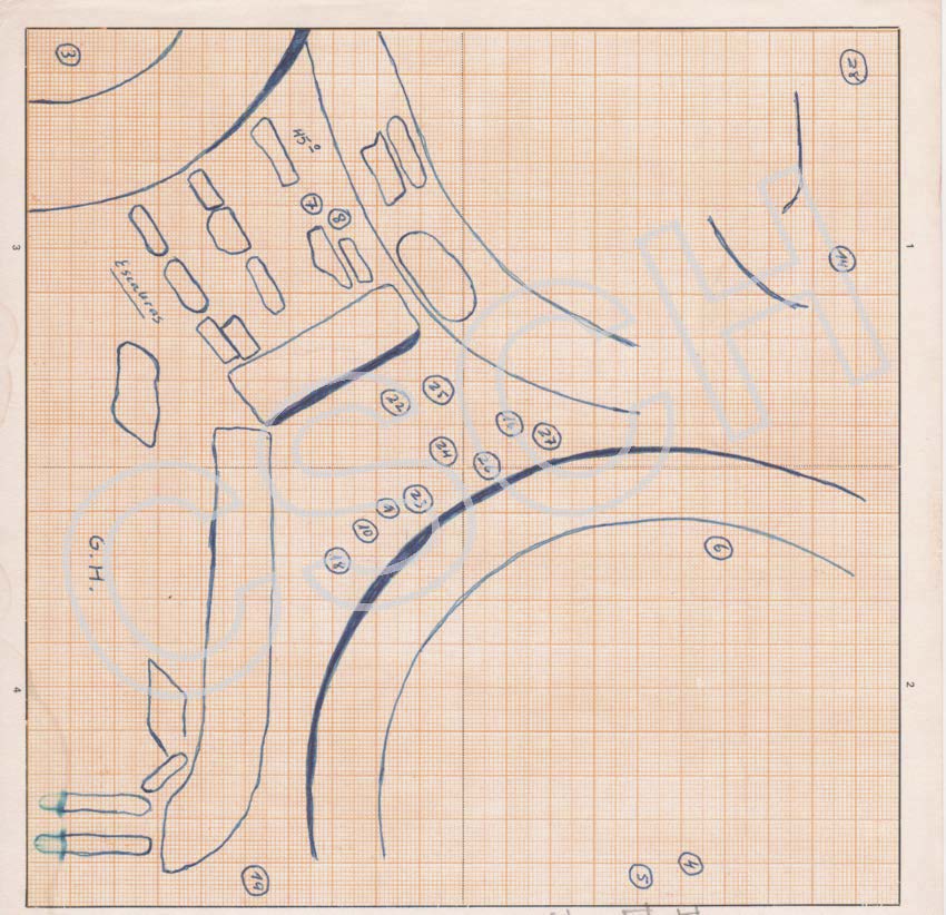 Plano de la zona de escaleras de la Estructura 9. 1981. Plan of the stairs area of ​​Structure 9.